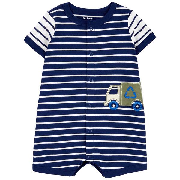 Baby Boy &#40;NB-24M&#41; Carters&#40;R&#41; Recycle Truck Stripe Snap Up Romper - image 