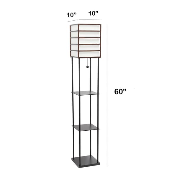 Lalia Home 1 Light Metal Etagere Floor Lamp w/Shelves & Shade