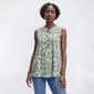 Womens Napa Valley Sleeveless Floral Leaf Pleat Henley Blouse - image 1