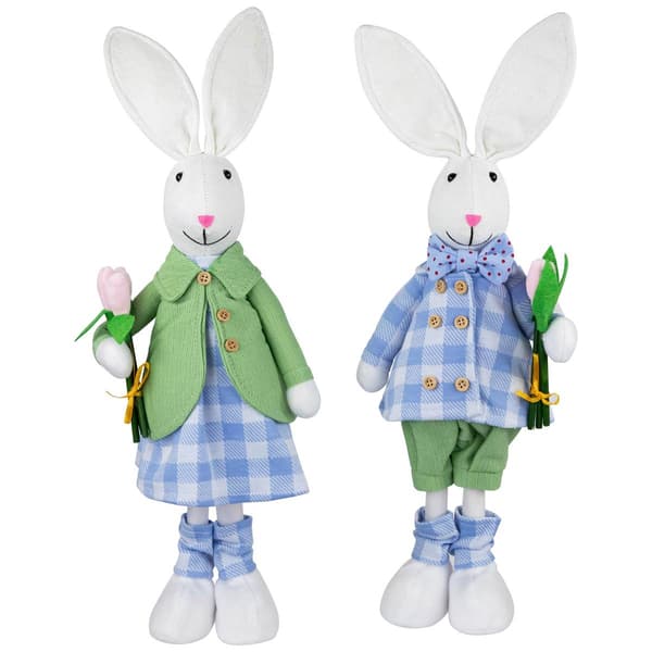 Northlight Seasonal Bunny Couple Easter Figurines - Set of 2