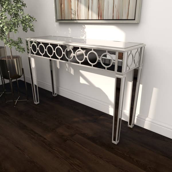 9th & Pike® Silver Glam Wood Console Table