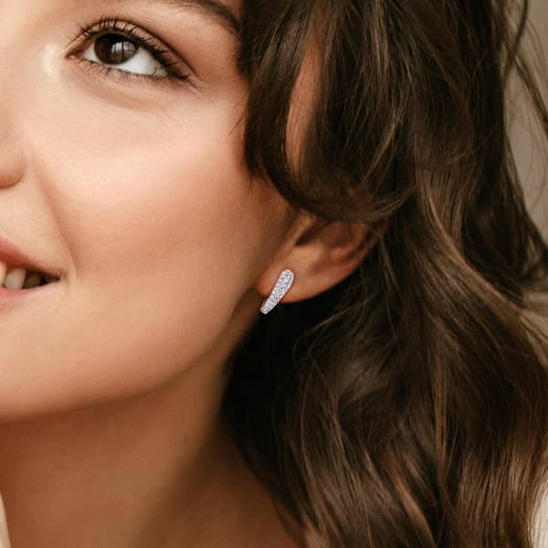 Sophia B 14kt. White Gold 1/2ct. Diamond Triple Row Hoop Earrings