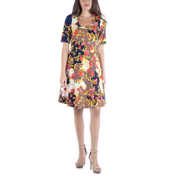 Womens 24/7 Comfort Apparel Paisley Fit N' Flare Dress - image 