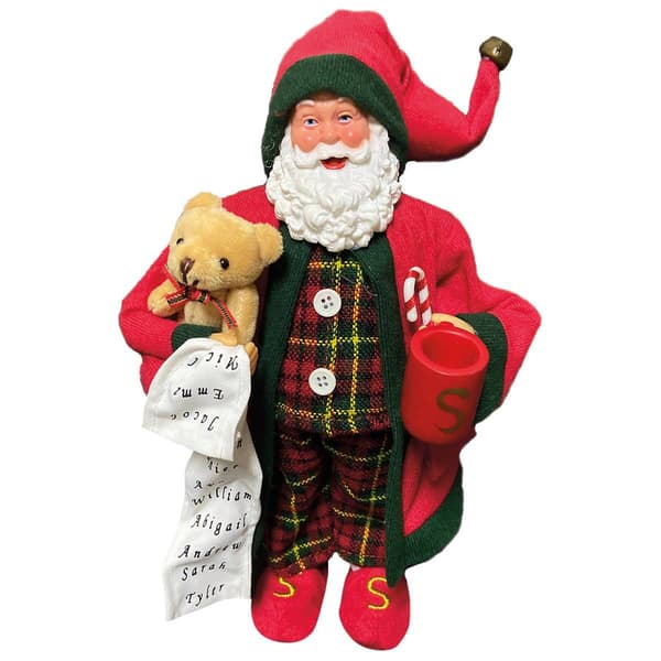 Santa''s Workshop 12in. PJ Checking His List Santa Claus - image 