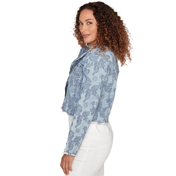 Petite Skye’s the Limit Fresh Start Embroidered Denim Jacket