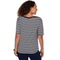 Womens Emaline Key Items Elbow Sleeve Boat Neck Stripe Tee - image 2