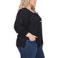 Plus Size NY Collection 3/4 Smock Sleeve Front Button Blouse - image 3
