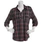 Plus Size Emily Daniels 3/4 Sleeve Plaid Hacci Blouse - Black/Red - image 1