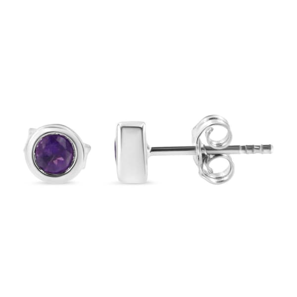 Haus of Brilliance Sterling Silver & Amethyst Stud Earrings