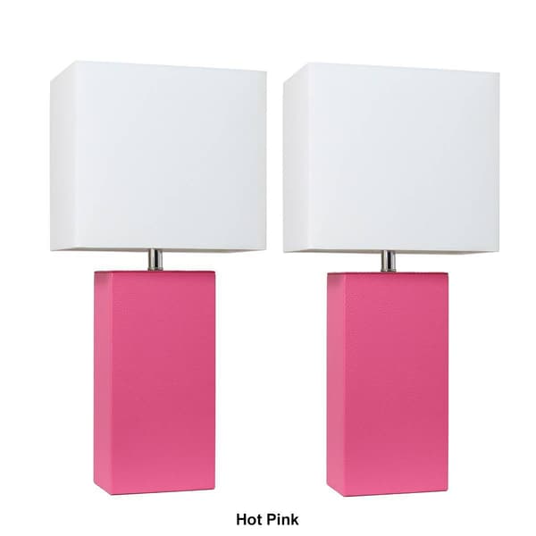 Elegant Designs&#8482; Modern Leather Table Lamps - Set of 2