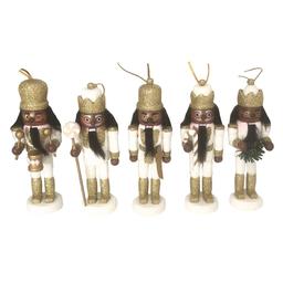 Santa''s Workshop 5pc. Black, White & Gold Glitter Nutcracker Set