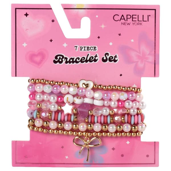 Girls Capelli(R) New York 7pc. Love Beaded Bracelet Set - image 