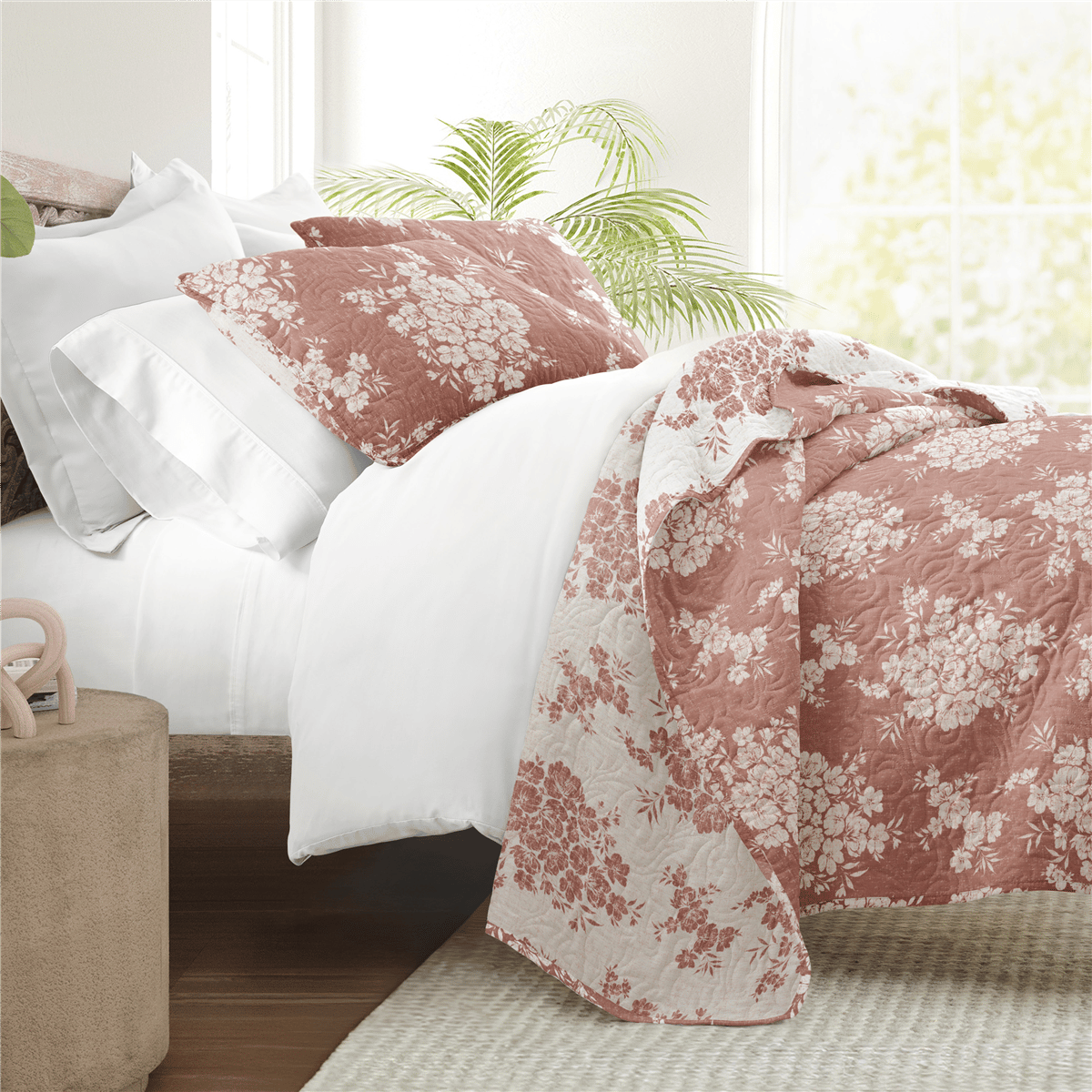 Open Video Modal for Soft Essentials Distressed Bouquet Reversible Quilt Set