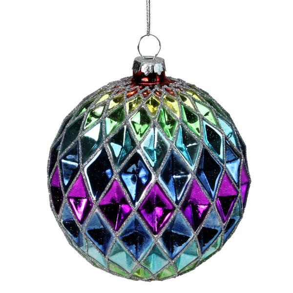 Northlight Seasonal 3.75in. Harlequin Glass Christmas Ornament - image 