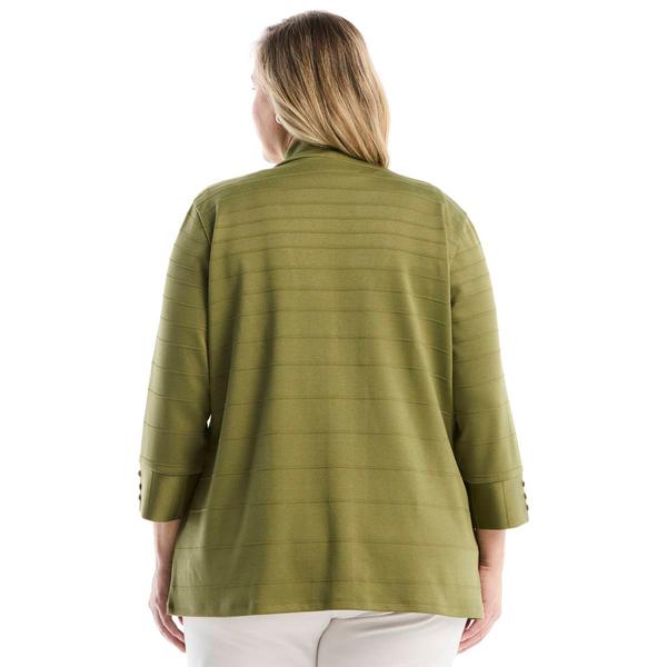 Plus Size Rafaella® 3/4 Sleeve Textured Knit Cardigan