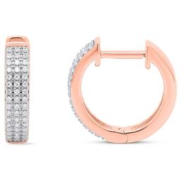 Diamond Classics(tm) Rose Gold 1/4ctw. Diamond 3-Row Hoop Earrings