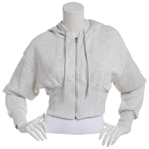 Juniors Derek Heart Fleece Lined Corset Hem Zip Hoodie - image 