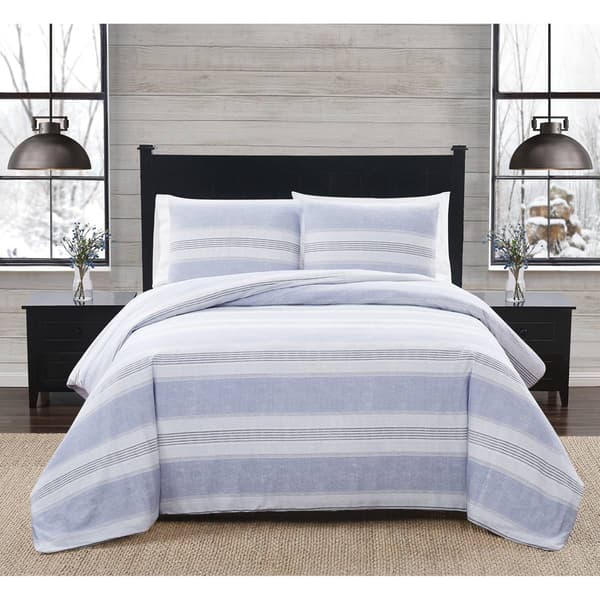 London Fog Striped Flannel Comforter Set