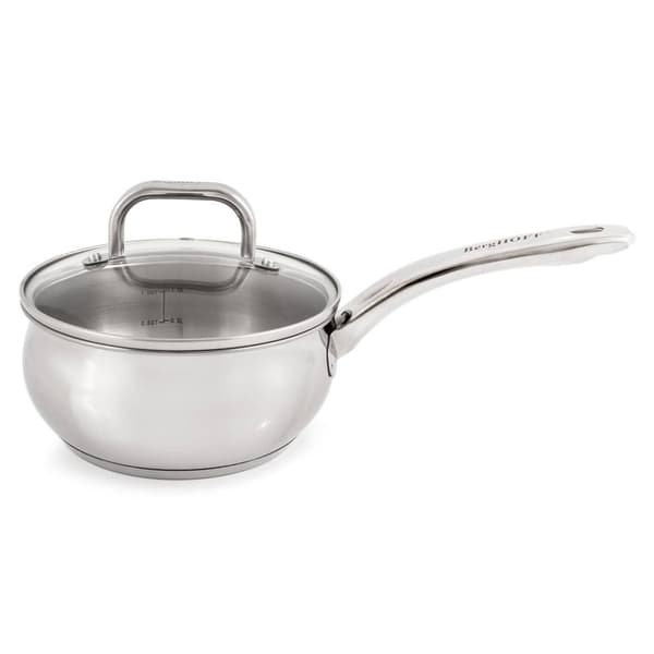 BergHOFF Belly Shape Stainless Steel 6.25in Saucepan w/ Glass Lid