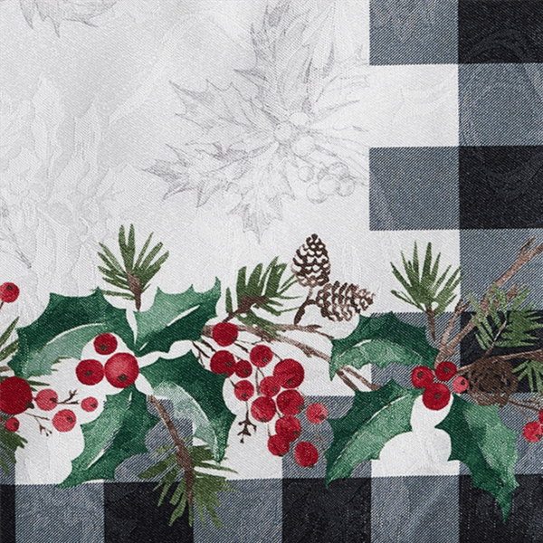 Threadmade Holly Farmhouse Charm Holiday Fabric Tablecloth