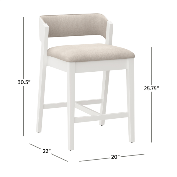 HH2 Home Dresden White Fabric Counter Height Stool