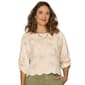 Petite Democracy 3/4 Pleated Sleeve Boat Neck Woven Top With Sc - image 1