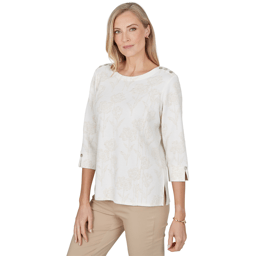 Womens Alfred Dunner Cityscape 3/4 Sleeve Floral Blouse