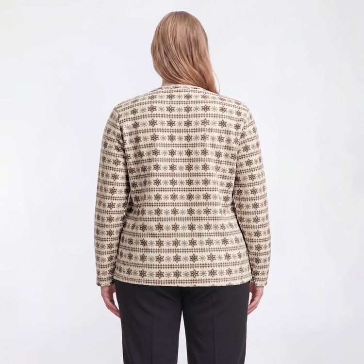 Plus Size Hasting & Smith Long Sleeve Snowflake Fleece Sweater