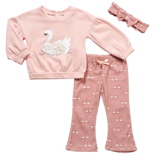 Baby Girl (12-24M) Nicole Miller 3pc. Swan Fleece Set - image 