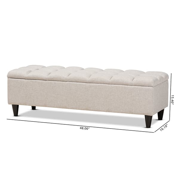 Baxton Brette Mid-Century Upholstered Storage Bench Ottoman