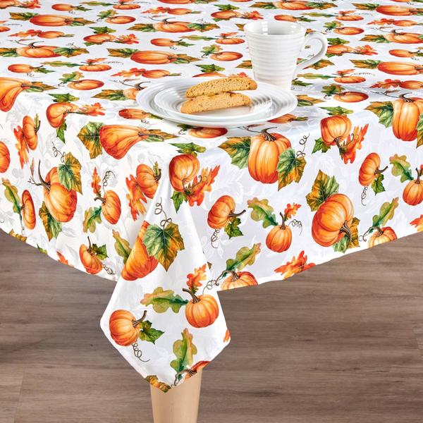 Willow & Hem Pumpkin Leaves Print Jacquard Tablecloth - image 