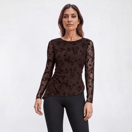 Womens BB Dakota Long Flare Sleeve Floral Mesh Blouse