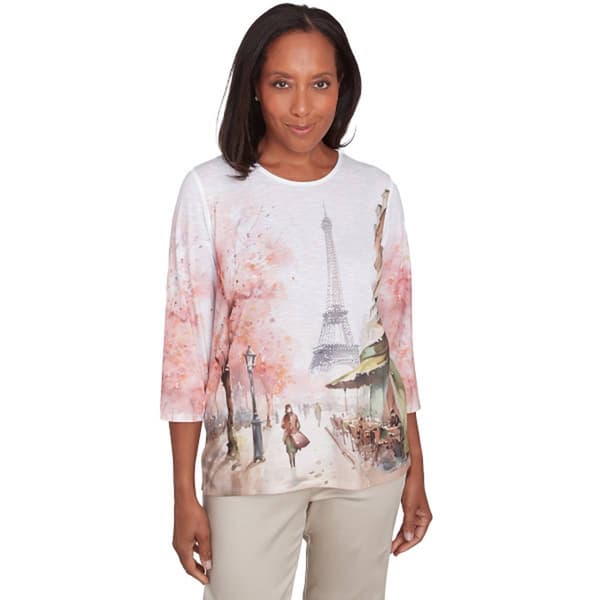 Womens Alfred Dunner Coming Up Roses Paris Scene Knit Top