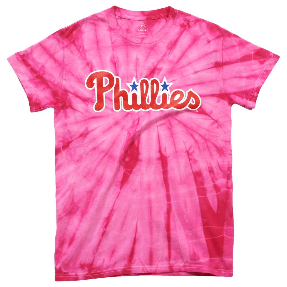 Mens Phillies Tie Dye Short Sleeve Tee - Pink