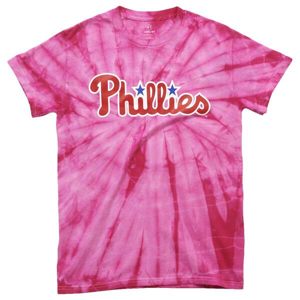 Mens Phillies Tie Dye Short Sleeve Tee - Pink - image 
