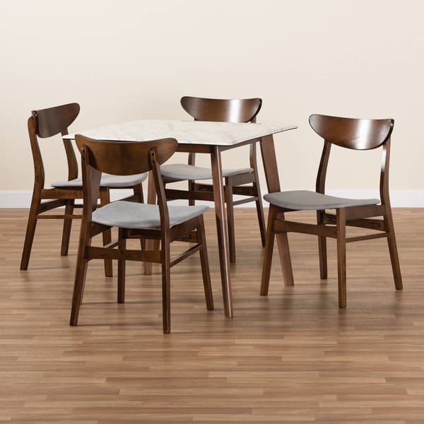 Baxton Studio Paras Light Grey/Walnut Brown Wood 5pc. Dining Set