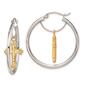 Womens Gold Classics&#40;tm&#41; 14k Two-Tone Cross Dangle Hoop Earrings - image 1