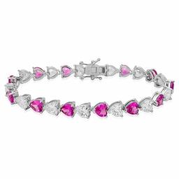 Gianni Argento Lab Grown Pink Sapphire Heart Bracelet