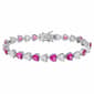 Gianni Argento Lab Grown Pink Sapphire Heart Bracelet - image 1