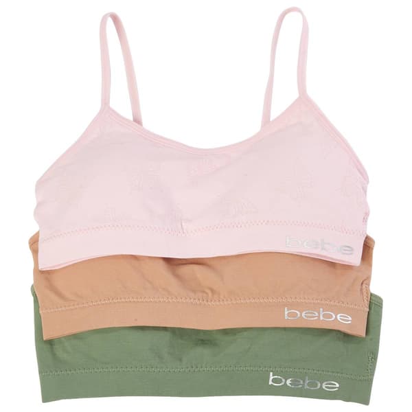 Girls &#40;7-16&#41; Bebe 3pk. Butterfly Seamless Bras - Dreamy Pink - image 