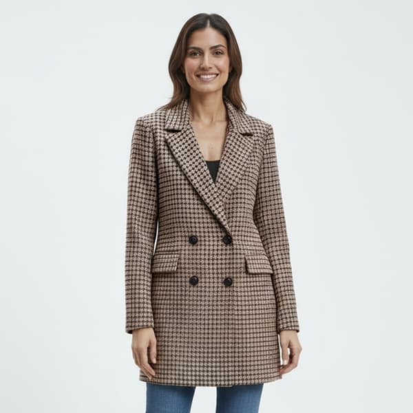 Womens Steve Madden Plaid Double Breasted Faux Wool Coat - image 