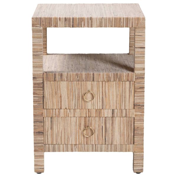 bali & pari Paine Bohemian Woven Grasscloth Nightstand
