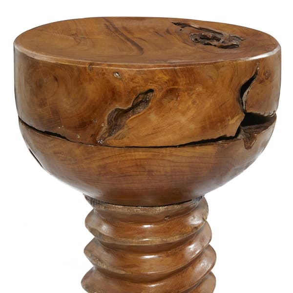 9th & Pike® Rustic Brown Teak Wood End Table