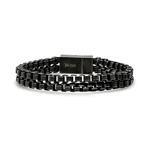 Mens Steeltime Gunmetal Double Box Chain Link Bracelet - image 