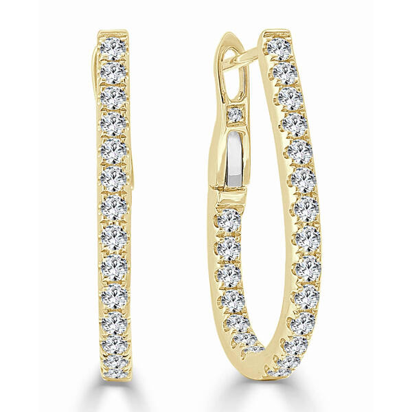 Diamond Classics(tm) 14kt. Gold Inside Out Hoop Earrings - image 