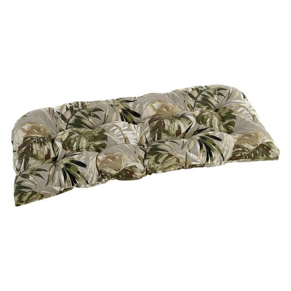 Jordan Manufacturing Wicker Settee Cushion - Greige Green Leaves - image 