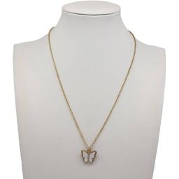 Ashley Gold-Tone Mother of Pearl & Crystal Butterflies Pendant
