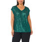 Womens MSK Cap Sleeve V-Neck Allover Sequin Blouse - image 1