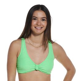 Juniors California Sunshine Mint Spark Textured Bikini Swim Top