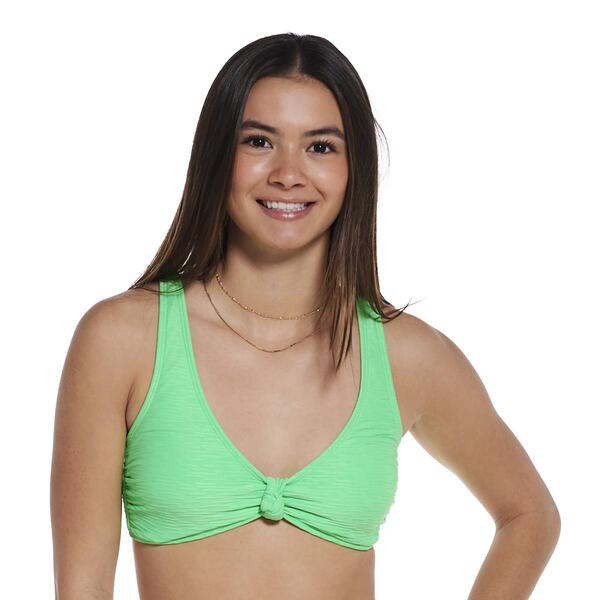 Juniors California Sunshine Mint Spark Textured Bikini Swim Top - image 